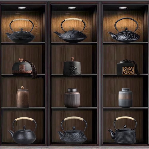 新中式博古架多宝阁茶室茶具摆件