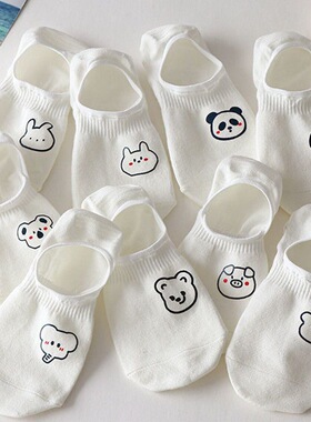 一次性袜子女白色隐形船袜夏季薄款防滑不掉跟可爱学生卡通浅口袜