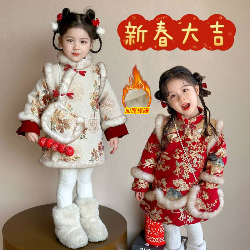 女童冬季拜年服旗袍裙