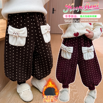 女童巨好看加绒裤子2025冬季新款儿童一体绒休闲裤宝宝冬装保暖裤