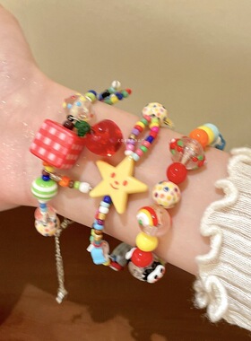 【7柒seven】夏日童趣多巴胺星星串珠手链女小众设计百搭手串手饰