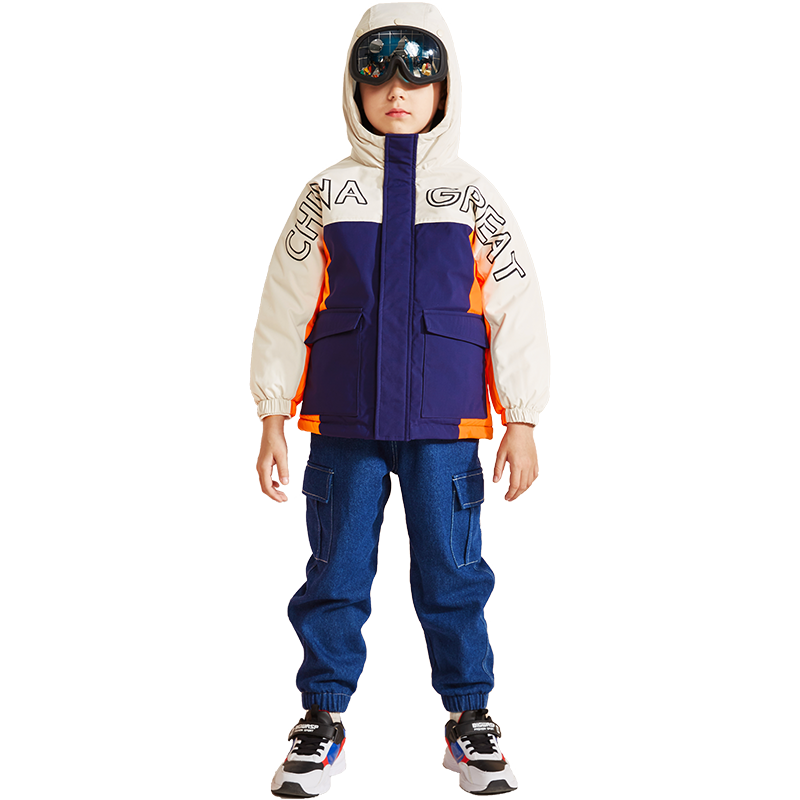 2022新款男童羽絨服兒童眼鏡冬裝中大童戶外滑雪短款加厚防水洋氣