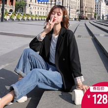 宽松秋装 2019年新款 英伦风ins小西服上衣 休闲黑色西装 外套女韩版