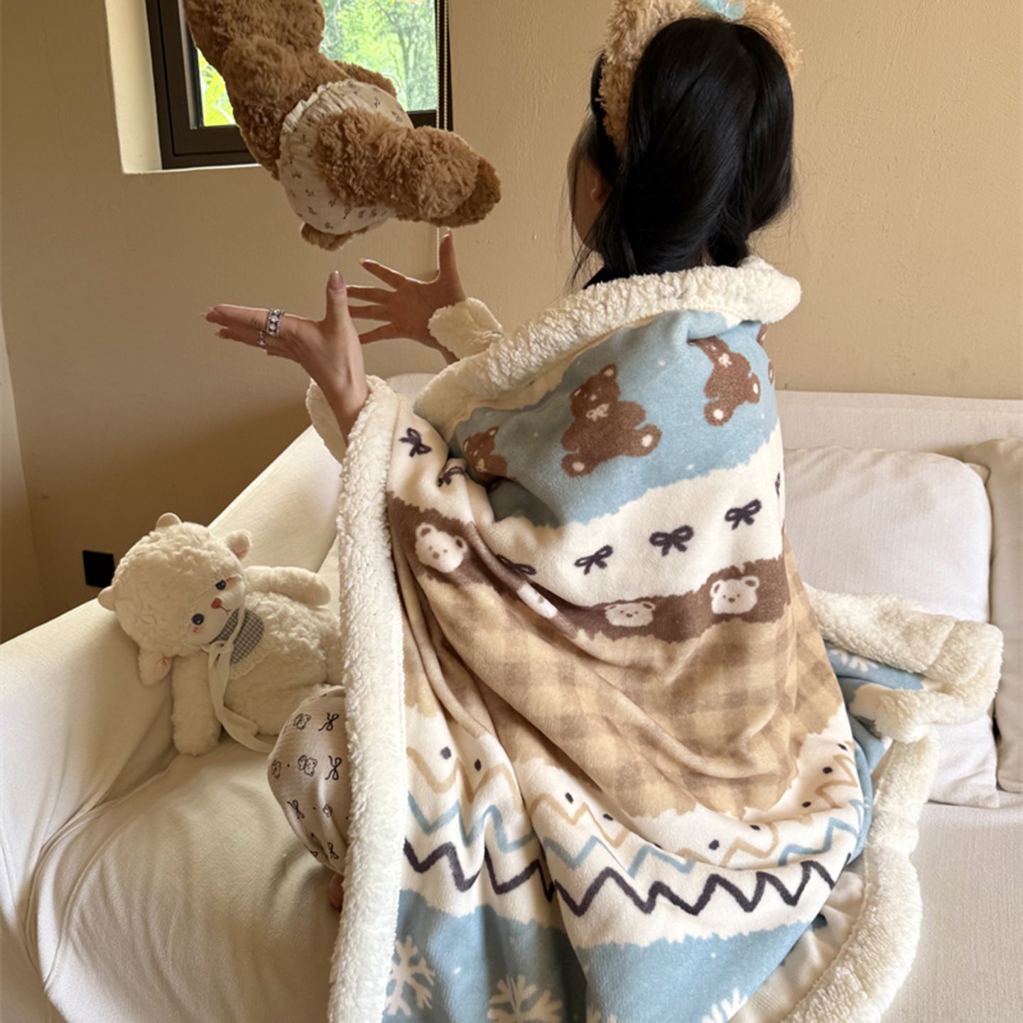 少女心秋冬加厚羊羔绒多