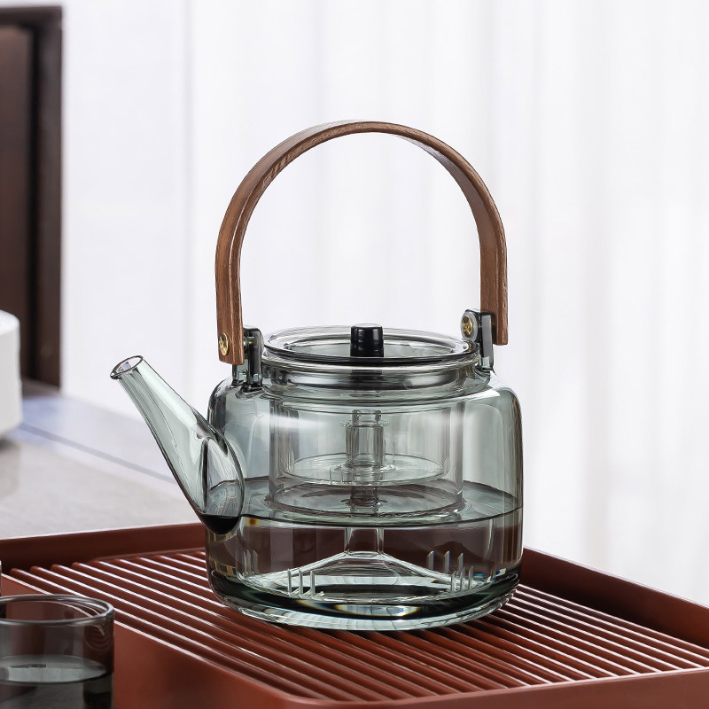 玻璃蒸煮茶壶煮茶器家用可加热耐高温泡茶壶黑晶炉提梁玻璃烧水壶