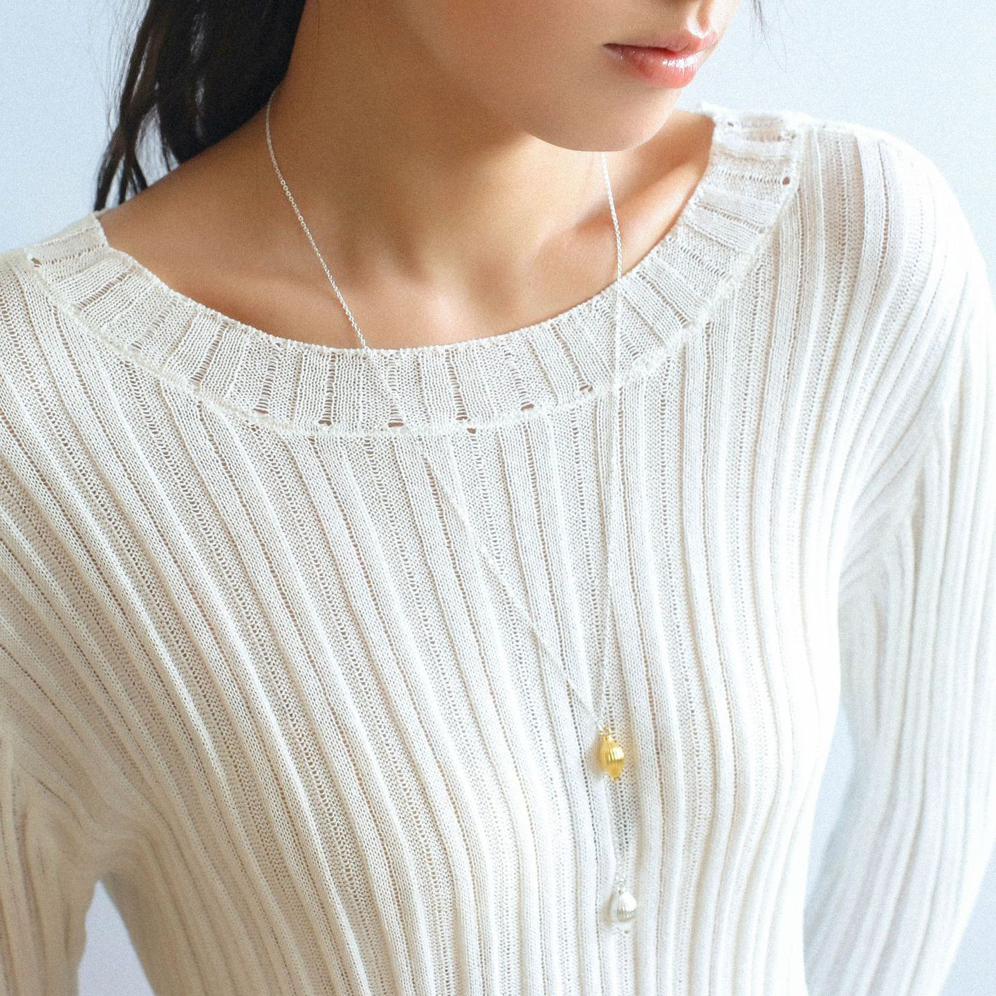 TU家极简金银撞色种子吊坠项链