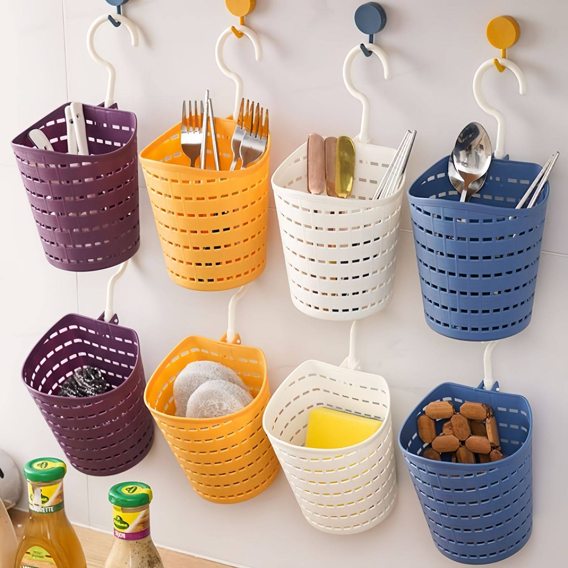 浴室单钩挂篮悬挂式水槽置物篮寝室可叠加床头置物架水龙头收纳篮