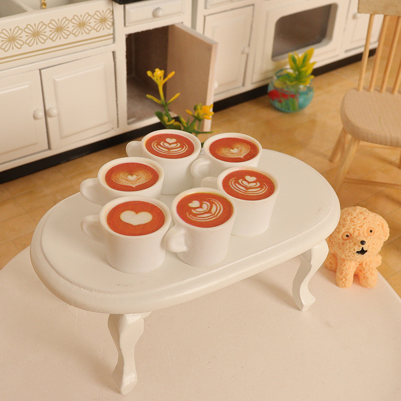 娃娃屋微缩迷你爱心拉花咖啡食玩模型场景摆件
