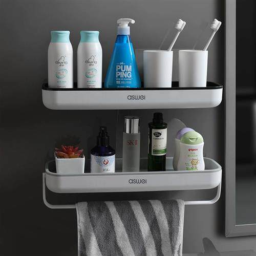 卫生间浴室置物架免打孔壁挂洗手间洗漱台吸壁式毛巾架厨房收纳架