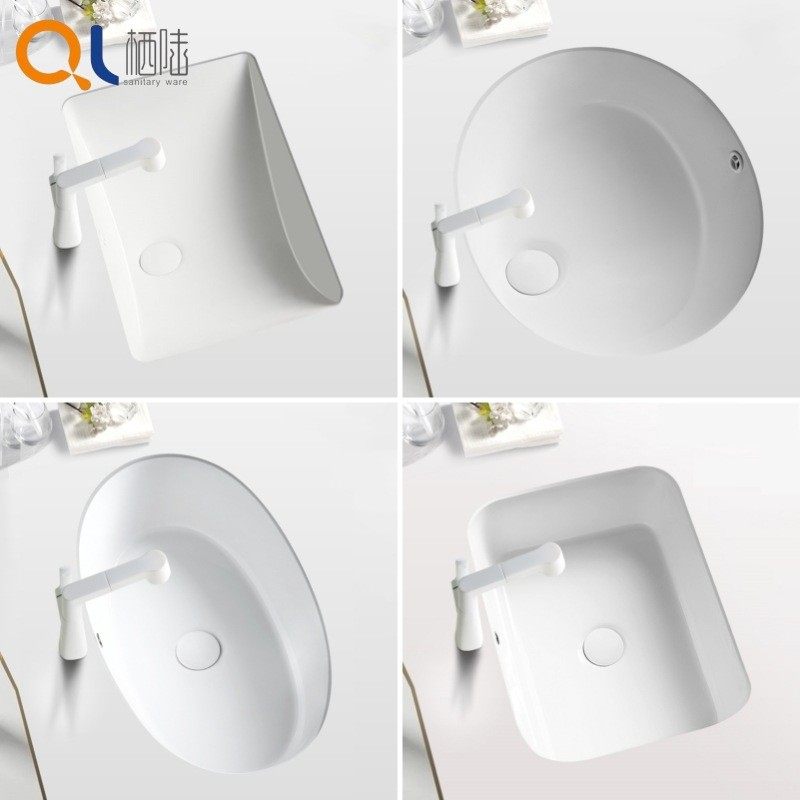 陶瓷台下盆 嵌入式洗手盆 卫生间圆形台盆 方形平底加深洗脸盆