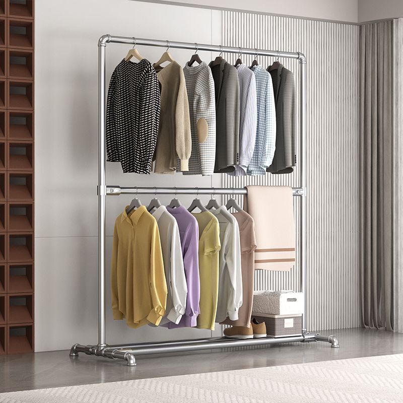 钢管晾衣架落地阳台卧室挂衣架不锈钢镀锌简易家用凉挂晒被晾衣杆