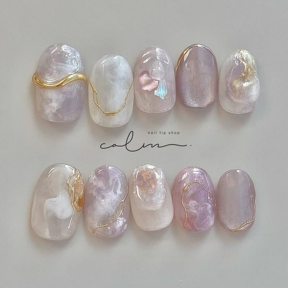 紫色手工纯手工穿戴猫眼短款高级晕染气质显白可拆卸新款美甲贴片