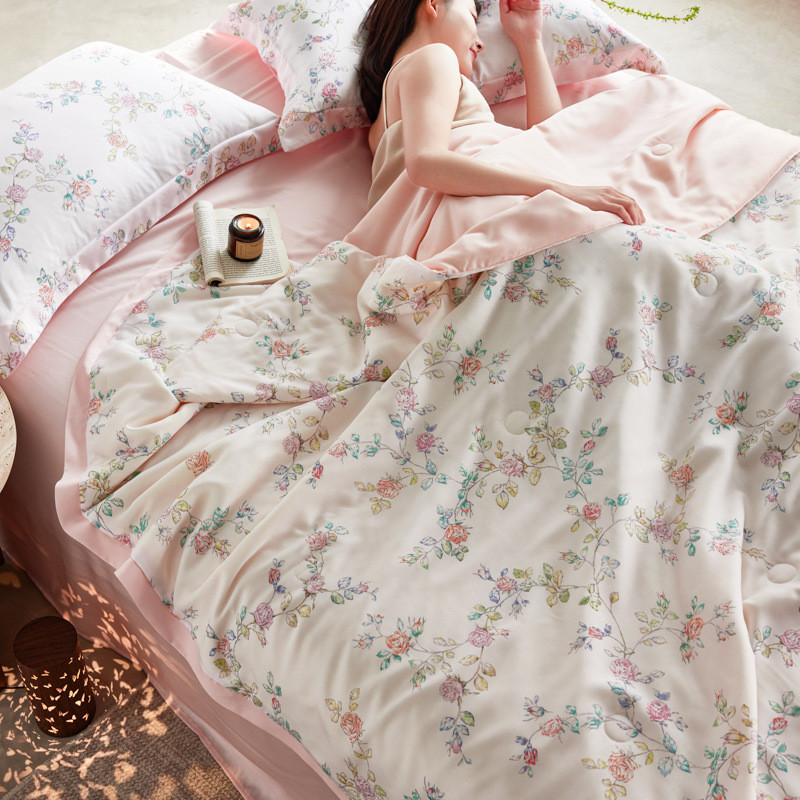 轻奢莱赛尔天丝夏被四件套夏季冰丝大豆纤维夏凉被丝滑凉感空调被