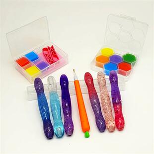 钻石画新款弯头点钻笔 彩色方钻金属合金笔头圆钻贴钻工具套装