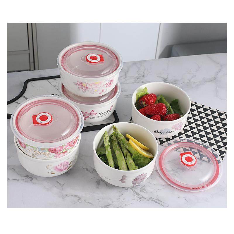 陶瓷保鲜盒碗微波炉专用饭盒带盖冰箱密封碗泡面碗月子中心碗