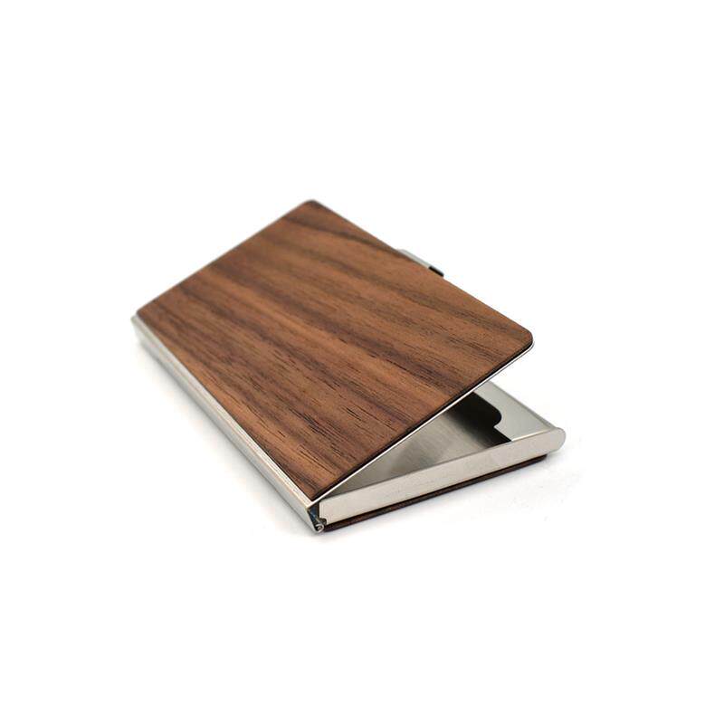 金属黑胡桃卡片名片盒夹刻字公关福利会议商务广告促销礼品定