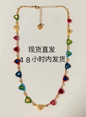 女士多彩爱心项链可调节链式吊坠项链多巴胺