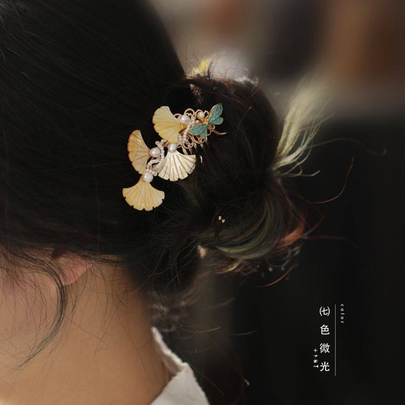 蜻蜓 发梳插梳刘海梳 珍珠发饰丸子头头饰民国风设计簪子日常旗袍