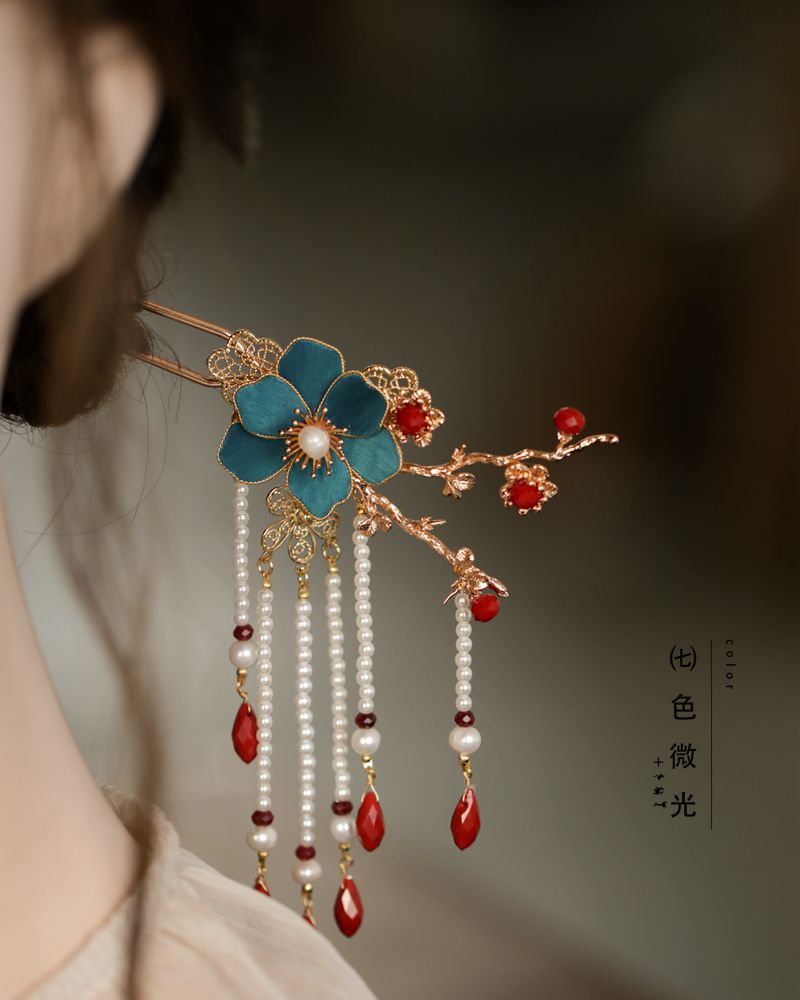 点翠发簪步摇复古风日常旗袍配饰