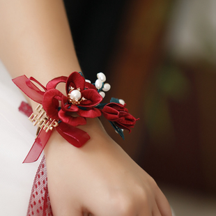 缠花新娘手腕花古典玫瑰花头饰结婚红色百搭国风气质旗袍配饰秀禾