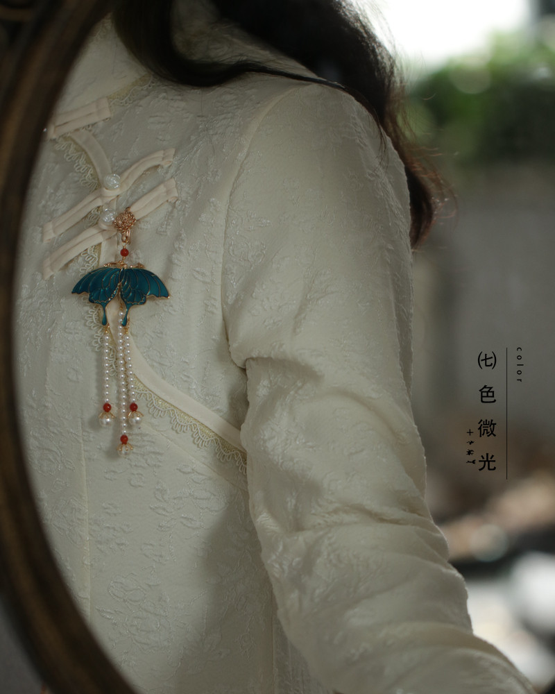 扑棱蛾子 烧蓝压襟旗袍挂件配饰 流苏中式古典国风茶服 吊坠 挂饰