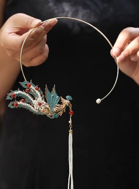 古风流苏婚嫁烧蓝马面裙配饰鸾凤