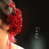 旗袍红色山茶花发夹中式 侧边发饰森系仙美古风夹子清新耳边夹新娘