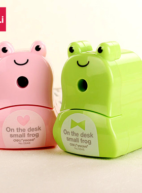 得力0648青蛙王子转笔刀卷彩色铅笔削三六角细刨圆杆卷笔刀学生用可爱的小青蛙削笔器儿童糖果色刨笔机铅笔刀