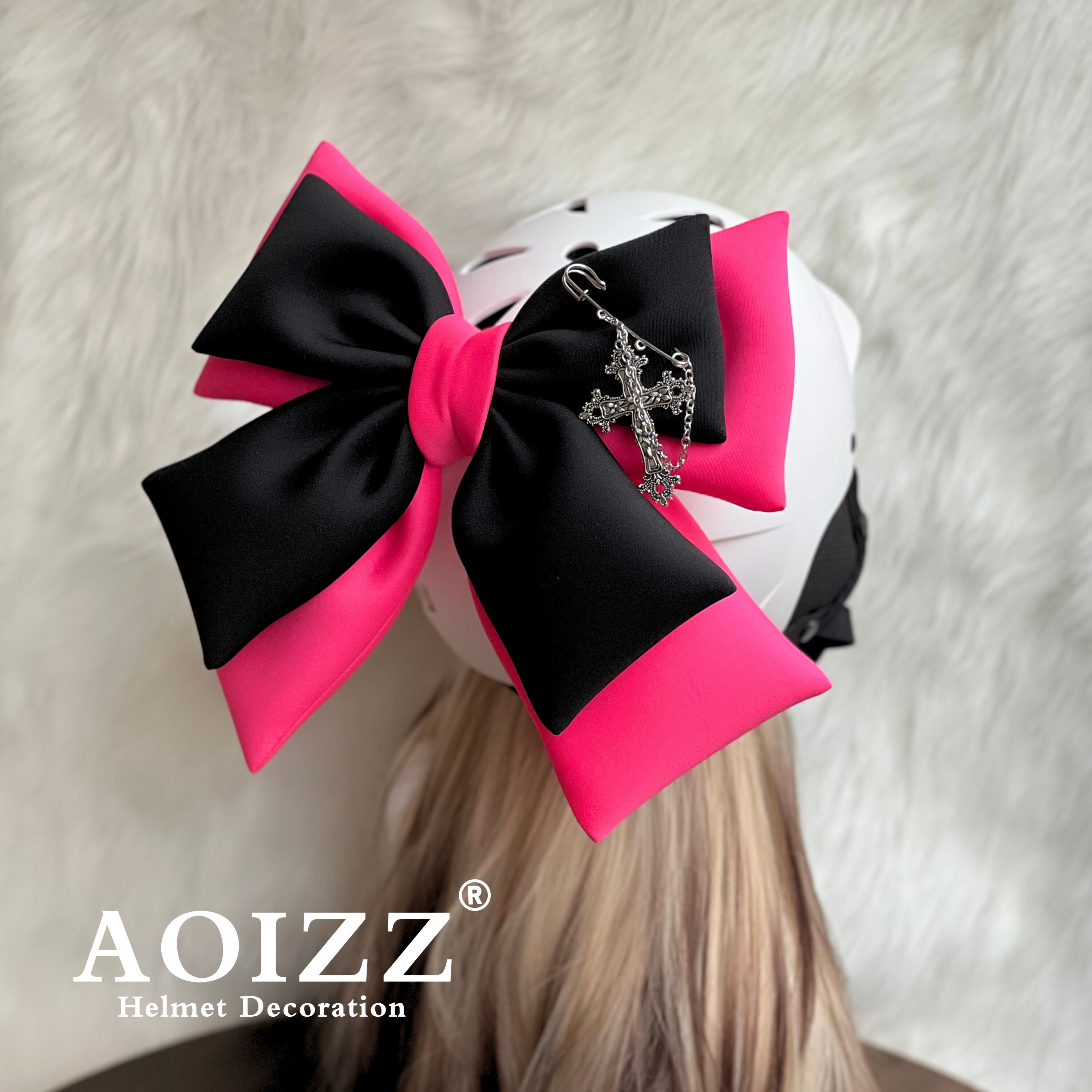 头盔顶部蝴蝶结摩托车配件骑行全盔电动车女支架滑雪头盔装饰品