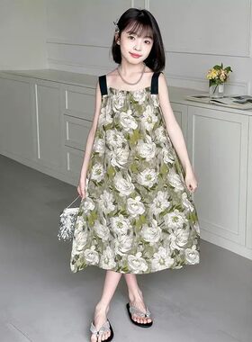 女童中学生夏季沙滩吊带长裙新款