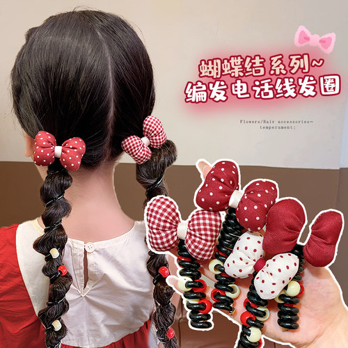 儿童花朵电话线发圈泡泡辫发绳