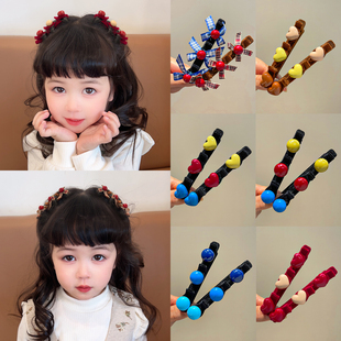 儿童懒人公主头秋冬植绒发卡女童刘海夹子编发神器头饰小女孩发饰