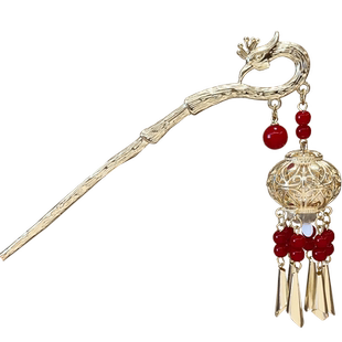 会发光的儿童灯笼发簪新年过年古风汉服头饰流苏发钗女童盘发簪子