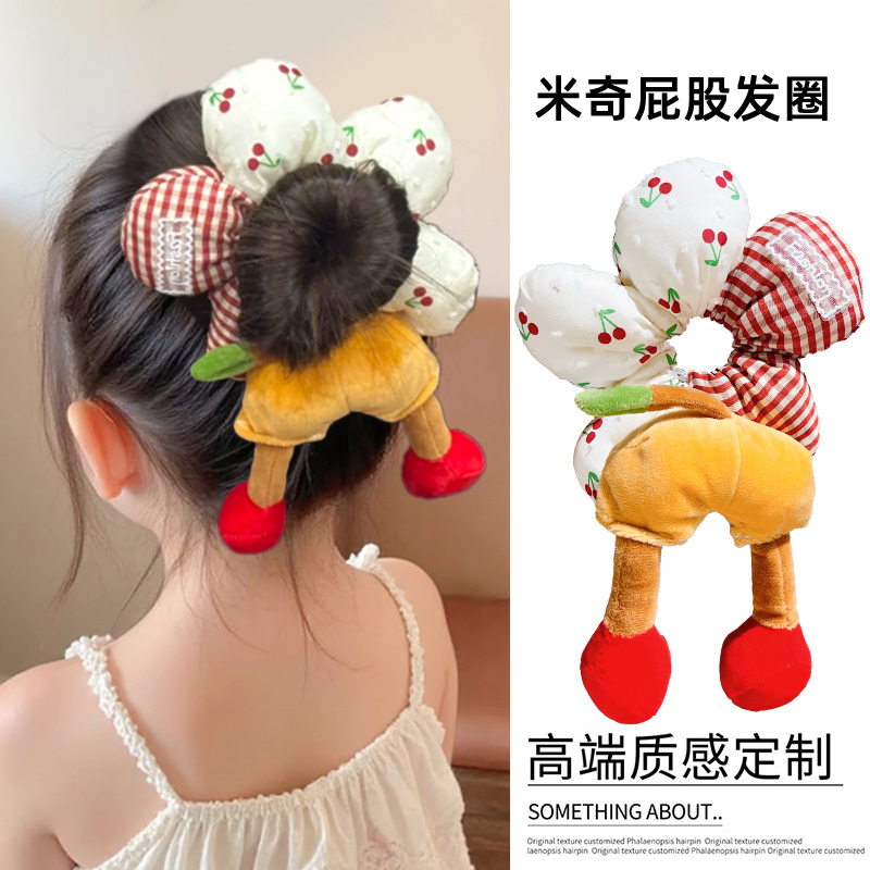 儿童发圈可爱米奇波点花朵大肠圈2025新款女童宝宝丸子头屁屁头饰