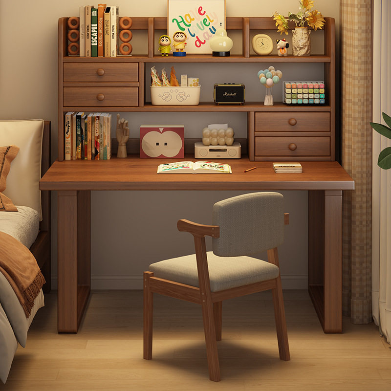 书桌书架一体桌学生家用学习写字桌小户型办公桌卧室成人电脑桌子