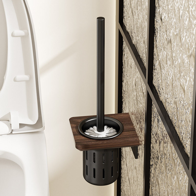 胡桃木超级好用的马桶刷架厕所高级感免打孔卫生间壁挂无死角刷子