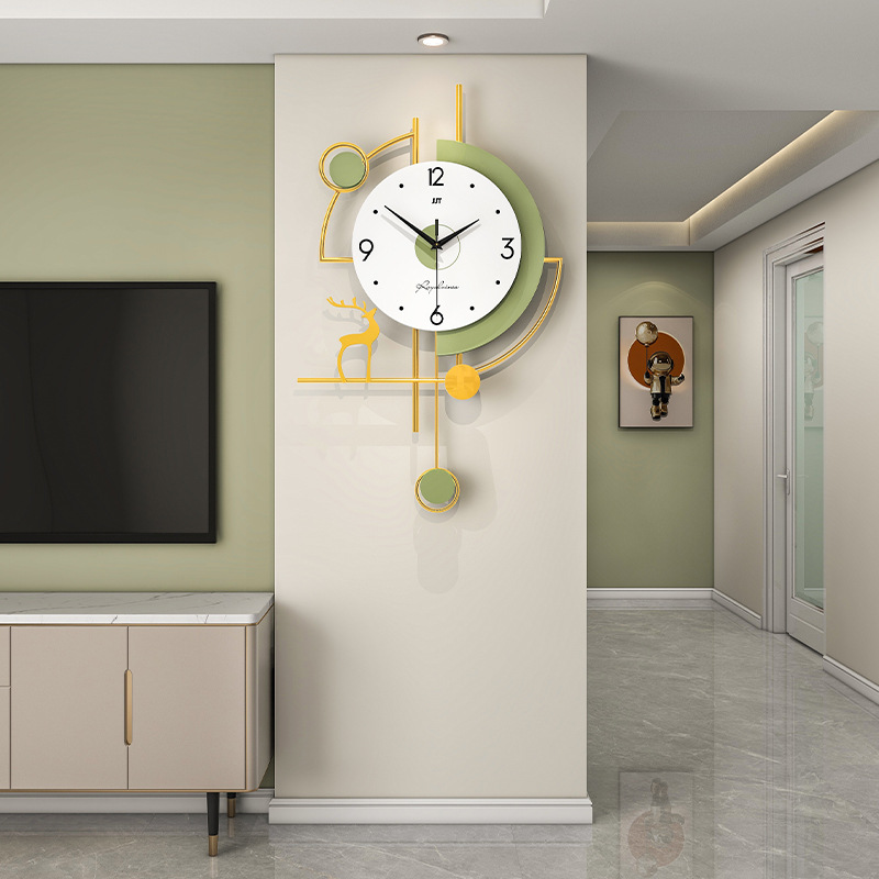 时钟高级感挂墙家用餐厅玄关背景装饰画钟表挂钟客厅现代简约挂表