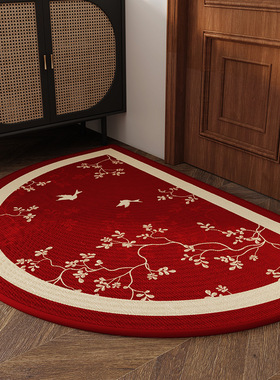 红色半圆入户门地垫喜庆刮沙除尘脚垫玄关家用地毯进门门垫