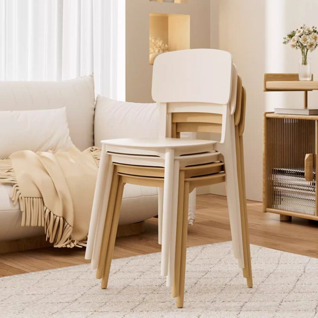 椅子家用塑料餐椅北欧简约现代靠背白色餐桌椅可叠放卧室久坐凳子
