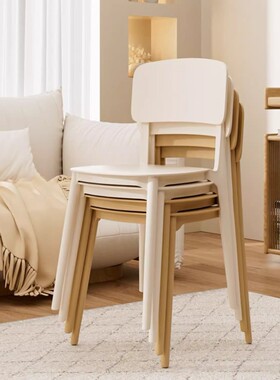 椅子家用塑料餐椅北欧简约现代靠背白色餐桌椅可叠放卧室久坐凳子
