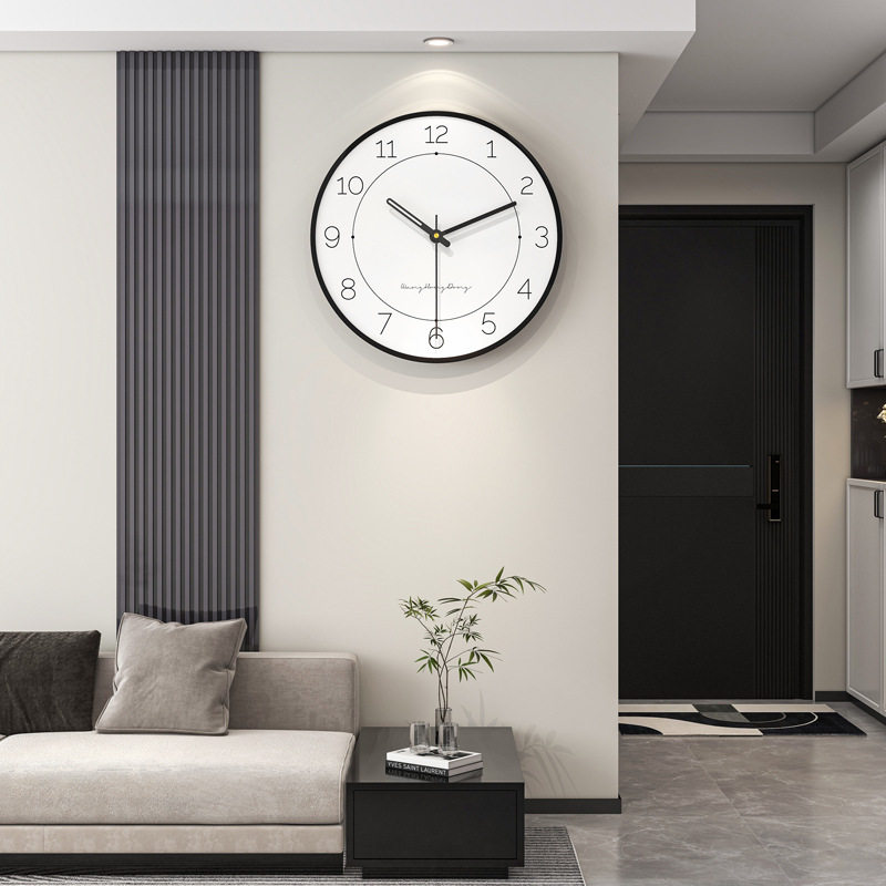 现代简约客厅钟表时尚家用装饰圆形挂钟个性百搭餐厅艺术时a0662