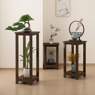 现代中式阳台花架客厅置物架实木多层落地式家用花台绿植花盆架子