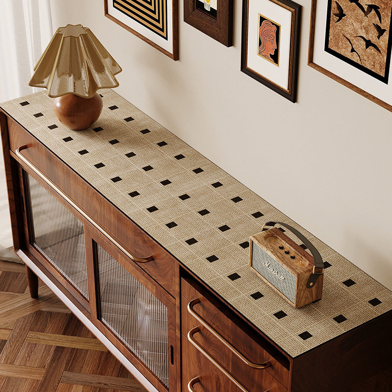 高级感餐边柜垫防水防油桌布电视柜防尘桌面保护垫免打理皮革桌垫,居家布艺,餐垫,淘宝优惠券,粉丝福利购,淘宝优惠卷