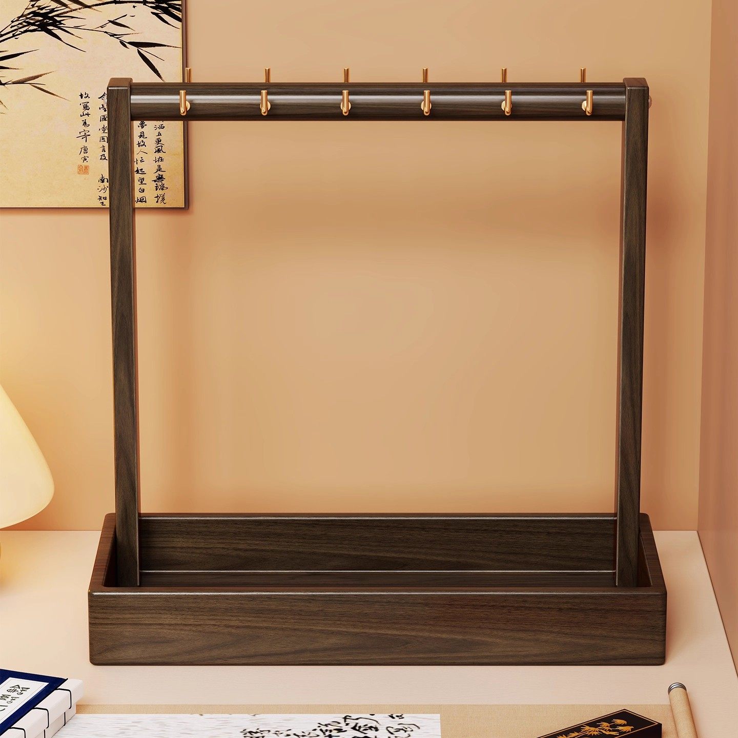 毛笔架实木收纳架家用笔挂架桌上文房四宝摆件展示架书法笔托挂架,家居饰品,桌面摆件,淘宝优惠券,粉丝福利购,淘宝优惠卷