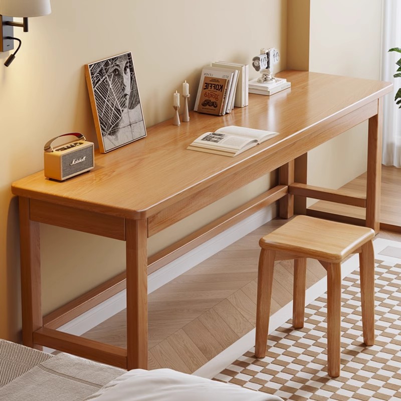 实木窄书桌小户型40cm宽电脑桌家用办公桌子工作台卧室学习写字桌