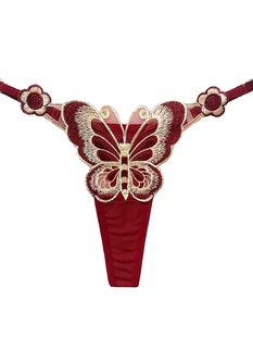 200斤 女大码 性感蝴蝶丁字裤 火辣内衣刺绣可调节低腰日系内裤