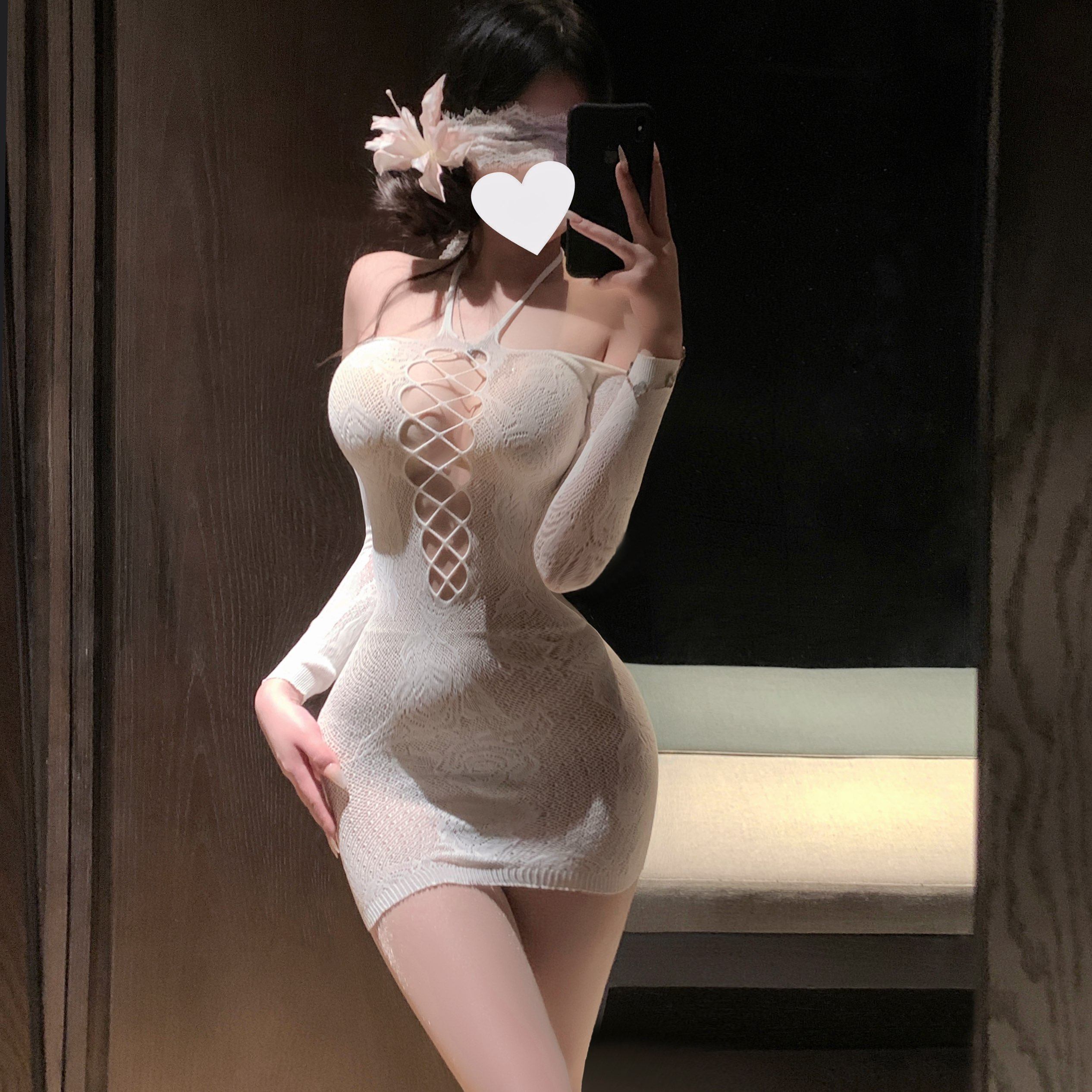 性感一字肩睡裙女镂空网衣包臀短裙纯欲高级qq内衣制服高弹力网袜