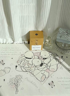 原创设计happy小羊授权款皮革桌布桌垫少女心家居博主同款