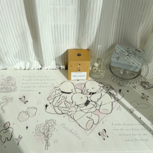 原创设计happy小羊授权款皮革桌布桌垫少女心家居博主同款