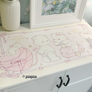 Koily插画师授权防水防油少女心可爱防皮革加厚桌垫鼠标垫扭扭车